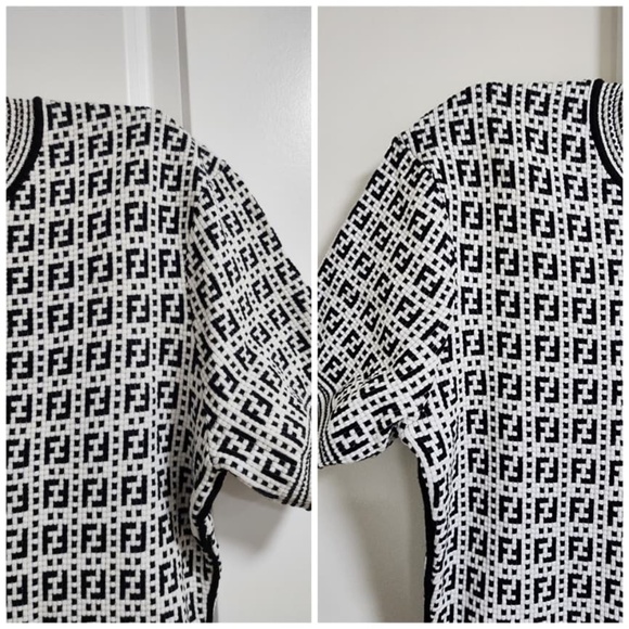 Authentic Fendi Zucca Jacquard Knit Bodycon Midi Dress Medium size White/Black - Picture 11 of 15